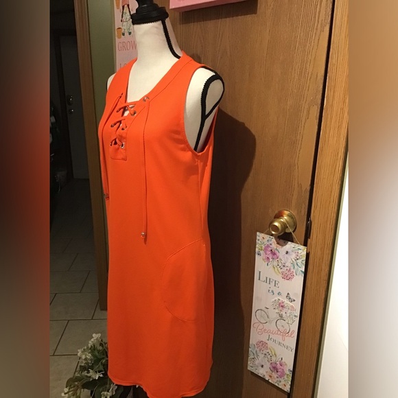 Tommy Bahama Island Cays Lace Up Spa Dress Coverup -Tangerine orange - Picture 3 of 7